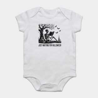 Book Lover Just Waiting For Halloween fun skeleton design Baby Bodysuit